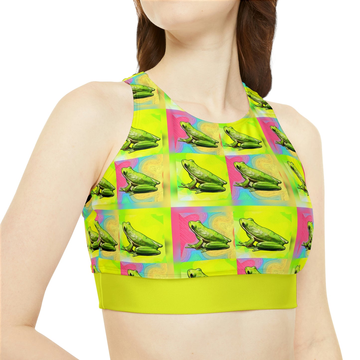 Tree Frogs High Neck Crop Bikini Top