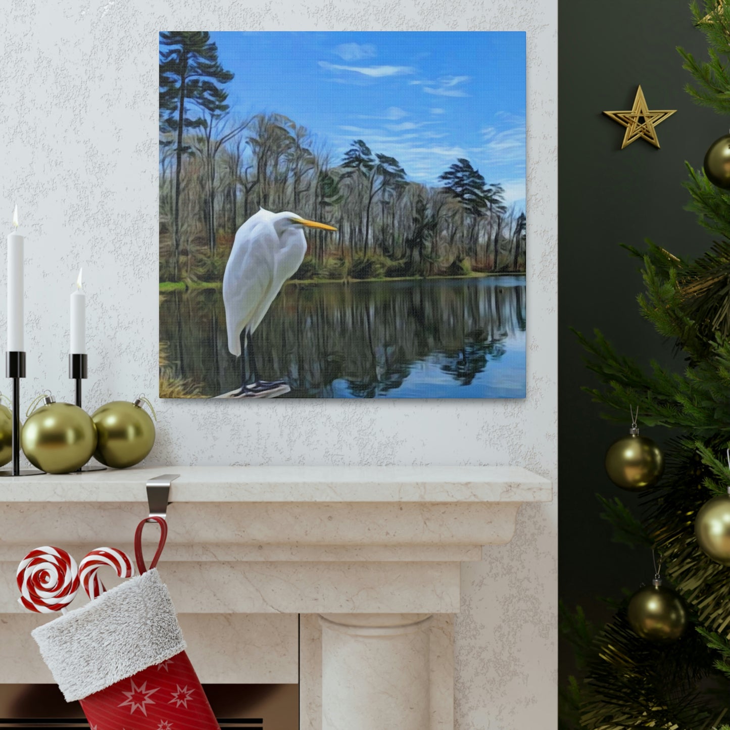 Egret at Valentine Lake Canvas Gallery Wraps