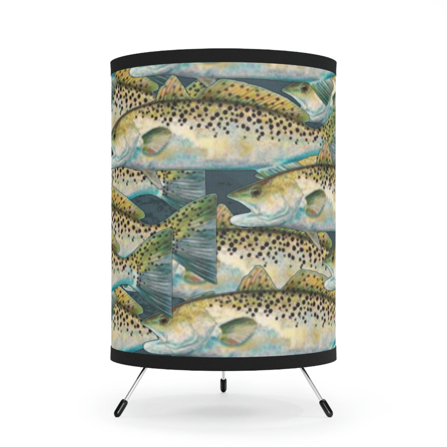 Speckled Trout Tripod Lamp with High-Res Printed Shade