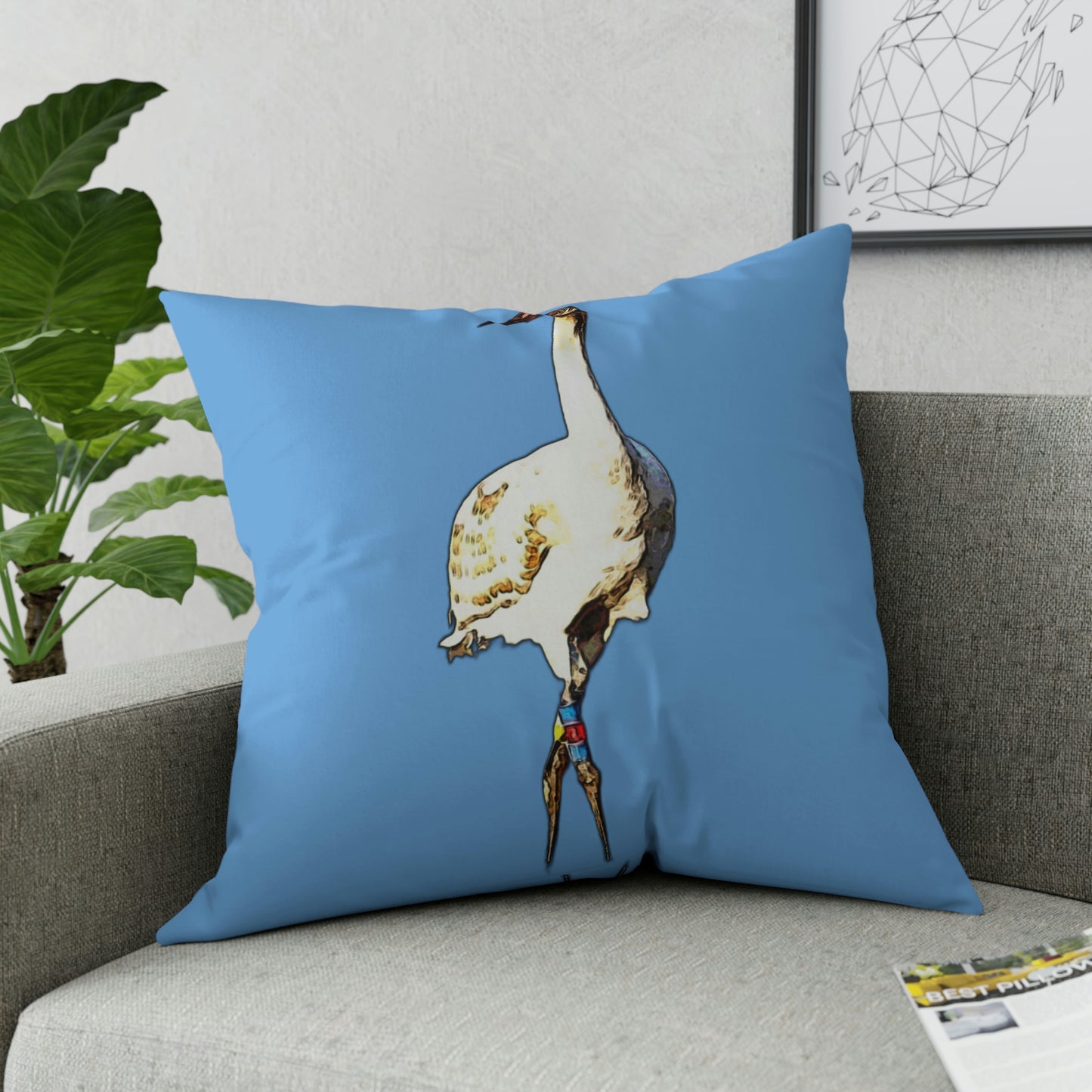 Whooping Crane Broadcloth Pillow