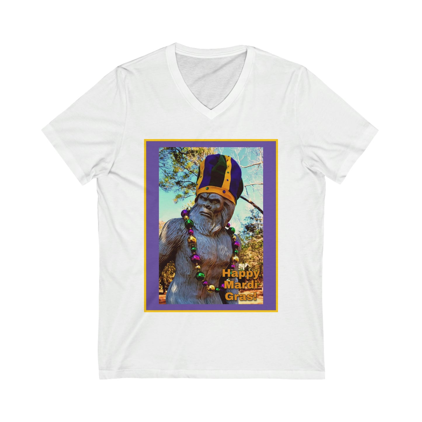 Bigfoot's Women's Mardi Gras Jersey Short V-Neck Tee