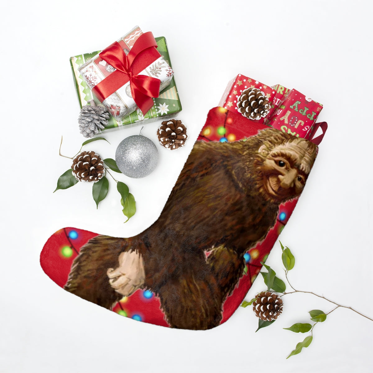 Bigfoot Merry Christmas Stocking