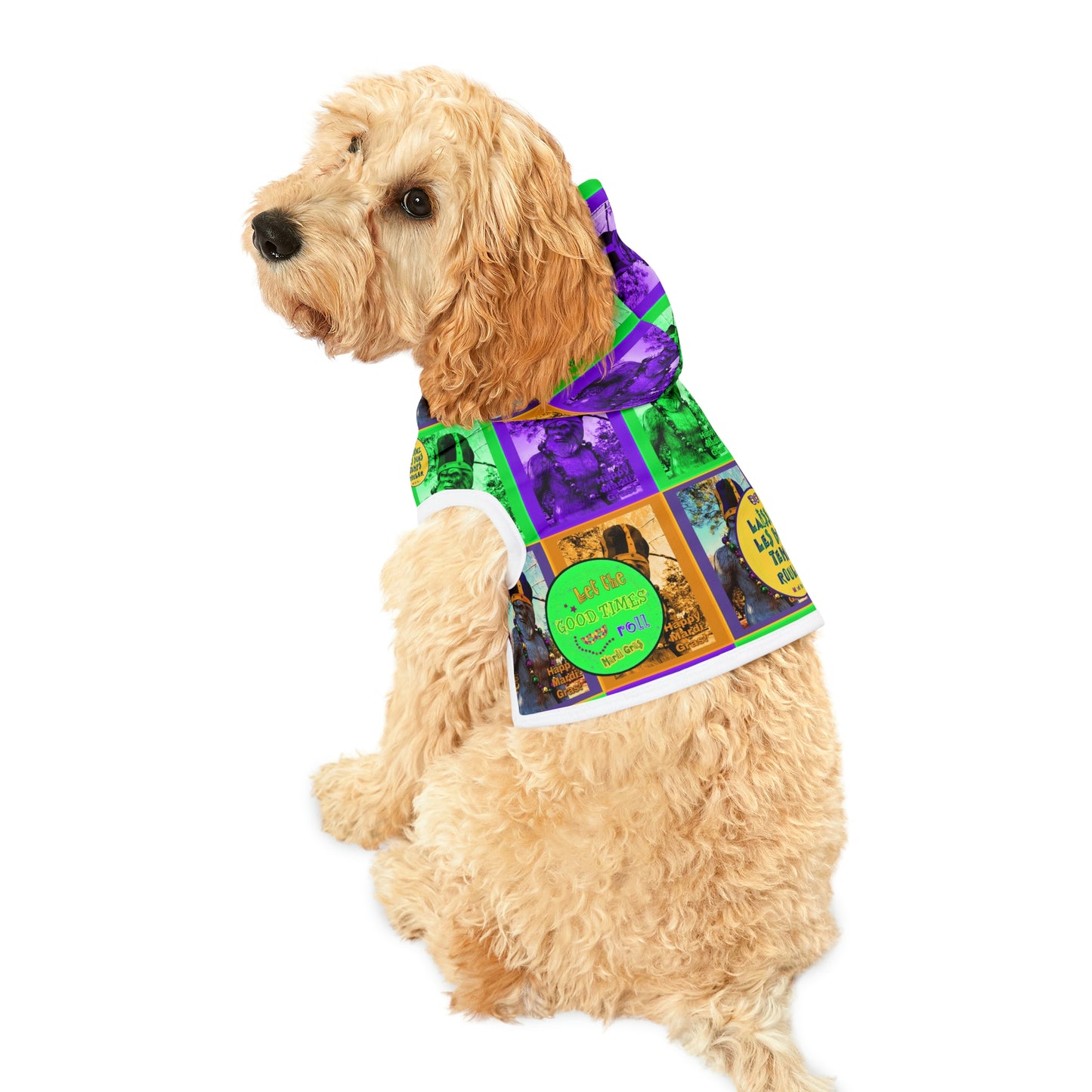 Bigfoot Mardi Gras Dog Hoodie