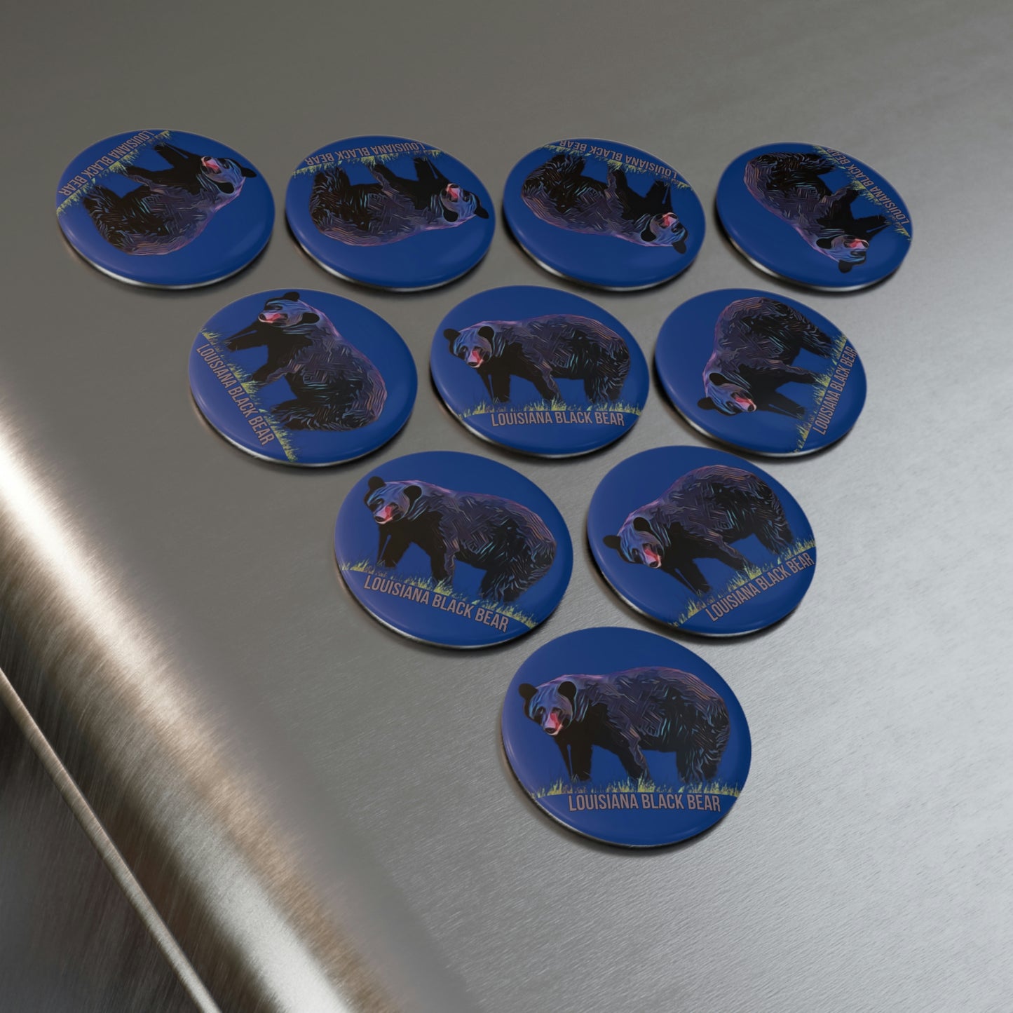 Round Louisiana Black Bear Magnets