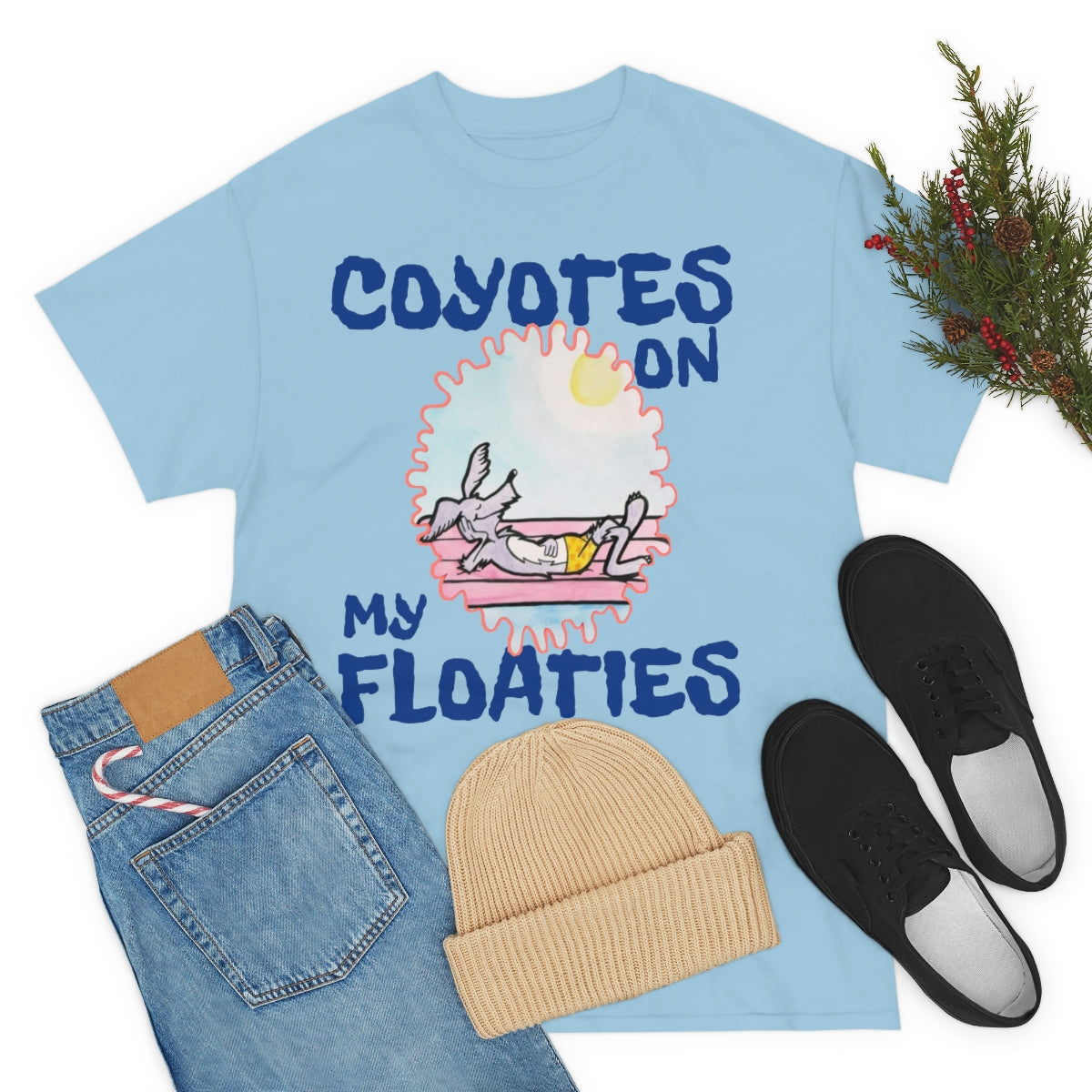 Unisex Coyotes on my Floaties Heavy Cotton Tee