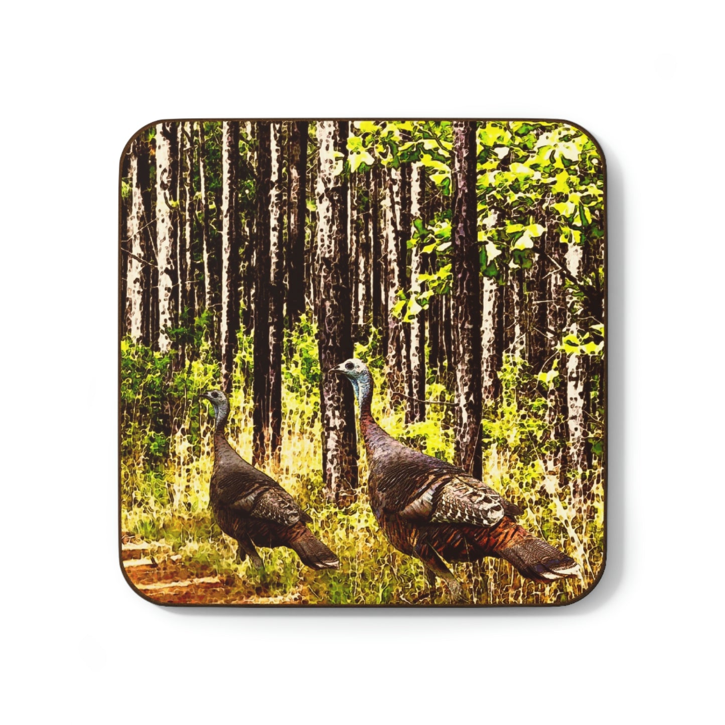 Hen Turkeys Hardboard Coaster