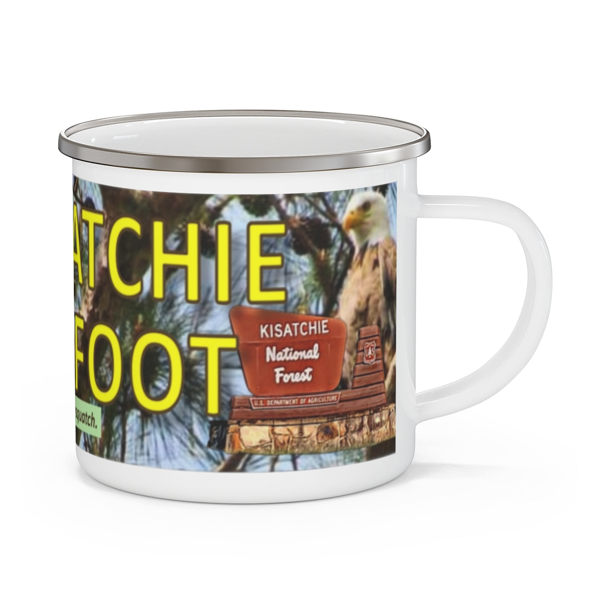 Enamel Kisatchie Bigfoot Camping Mug