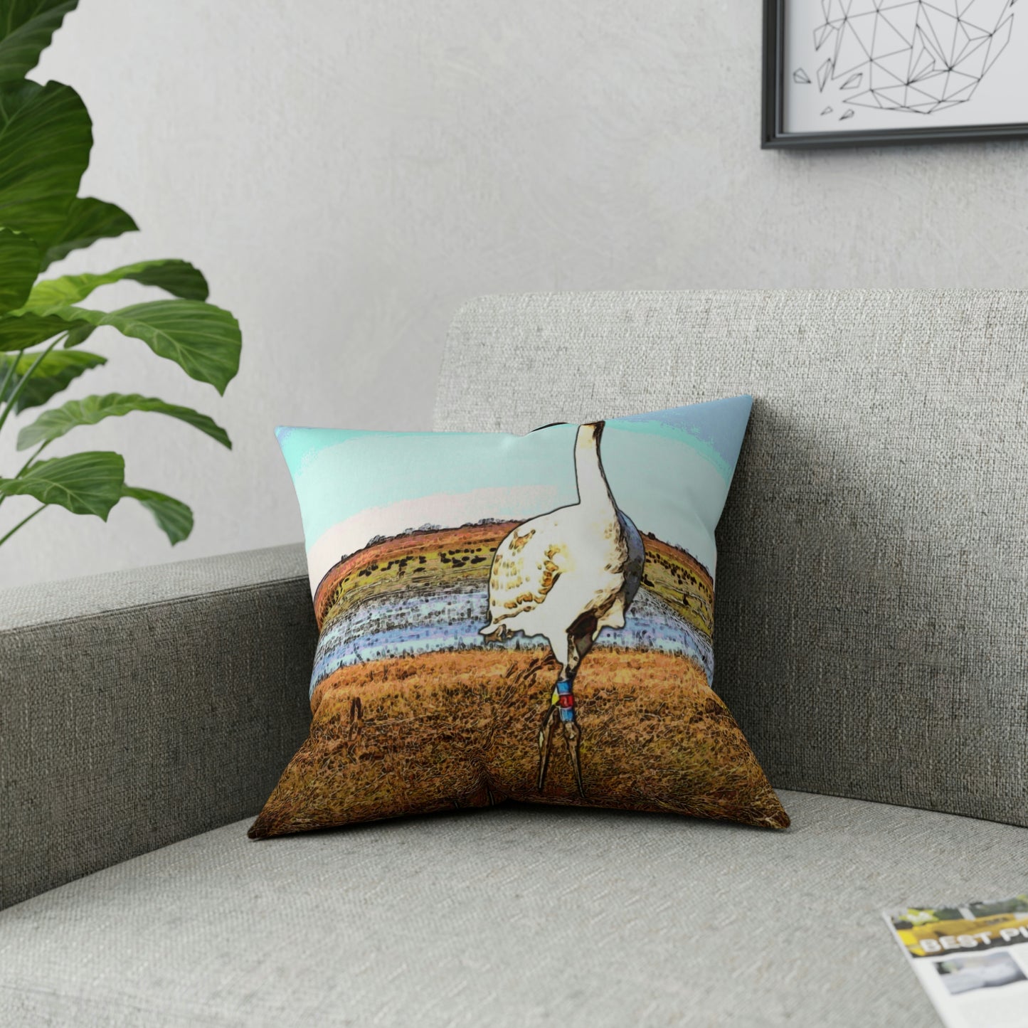 Whooping Crane Broadcloth Pillow