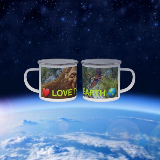 Enamel Love the Earth Camping Mug