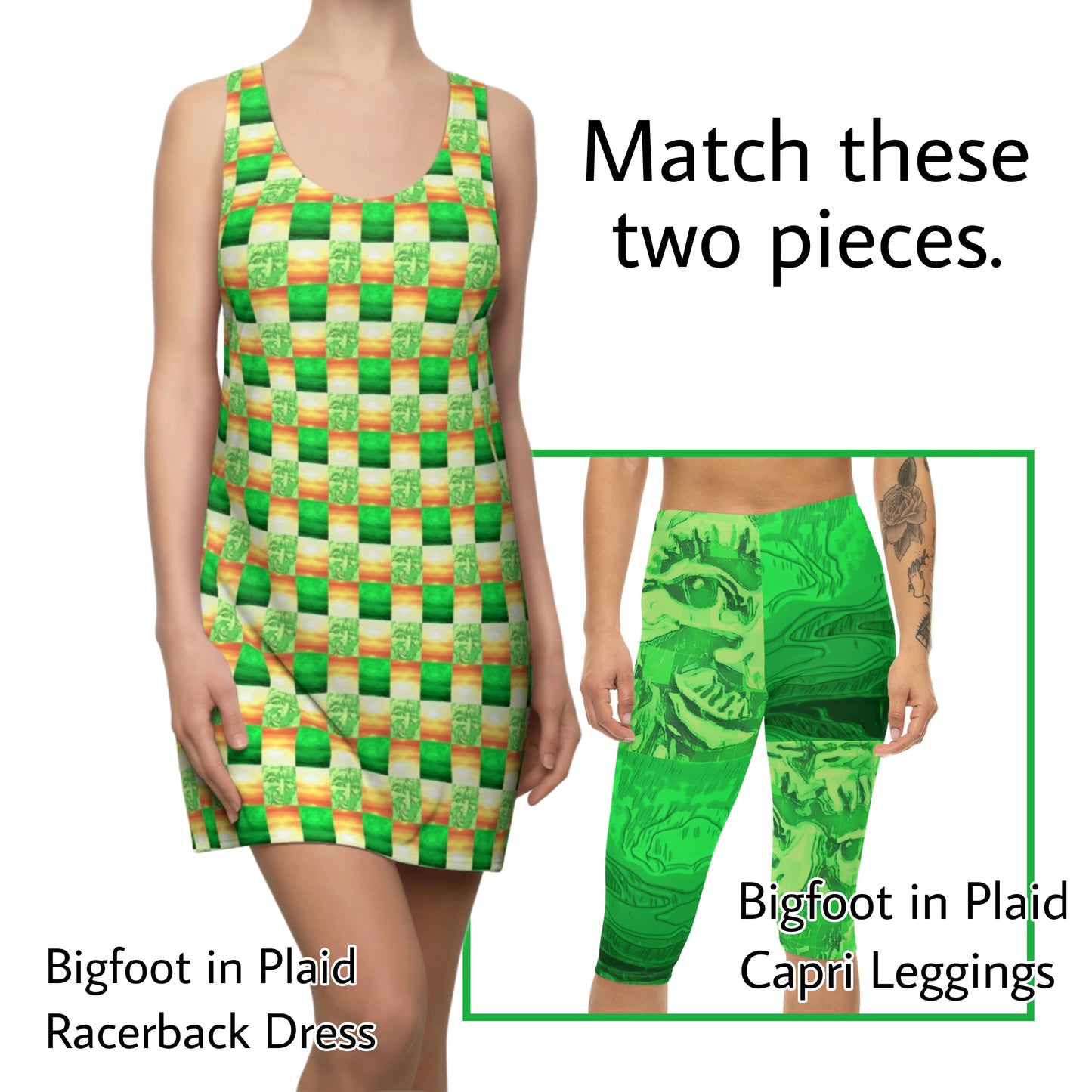 Bigfoot in Plaid Capri Leggings