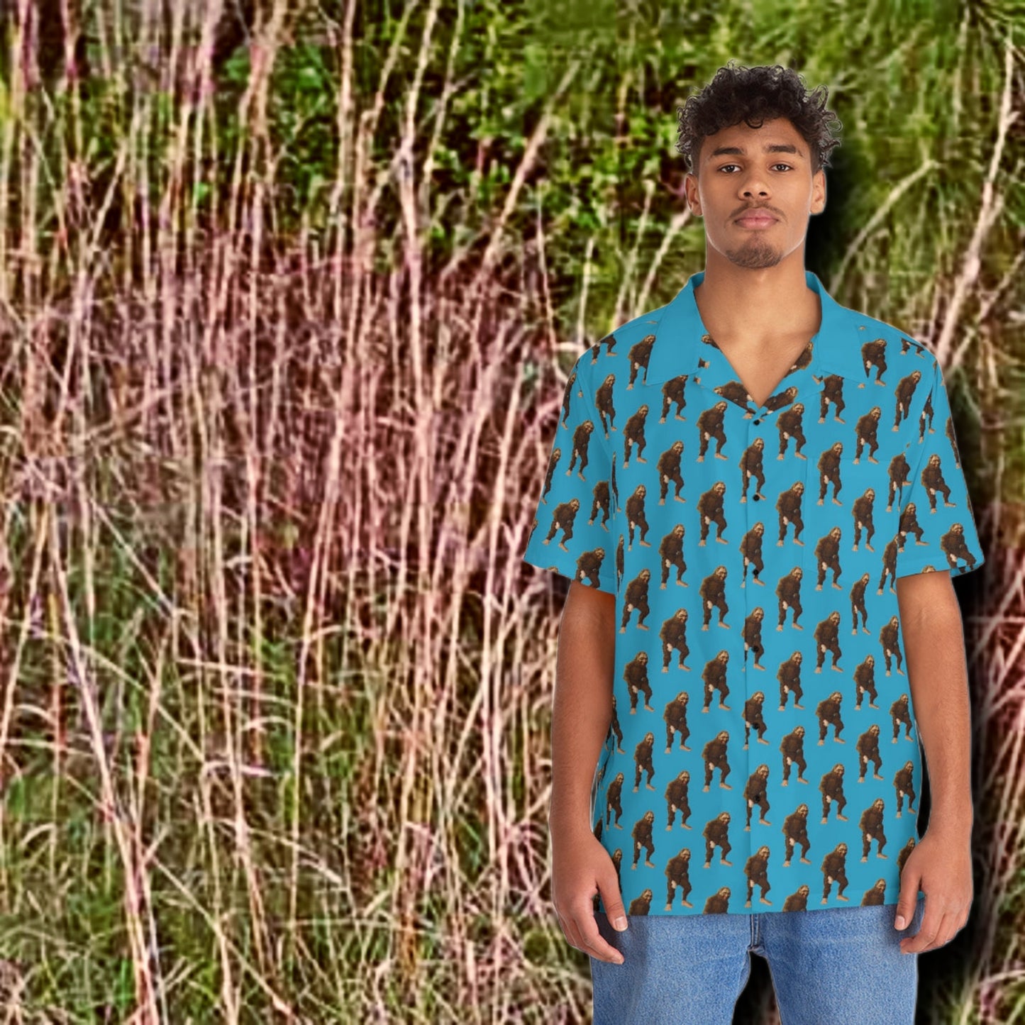 Men's Hawaiian-Style Bigfoot Shirt