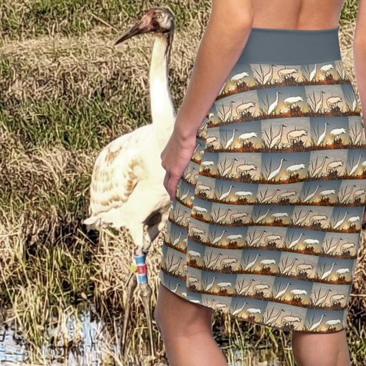 Whooping Cranes Pencil Skirt