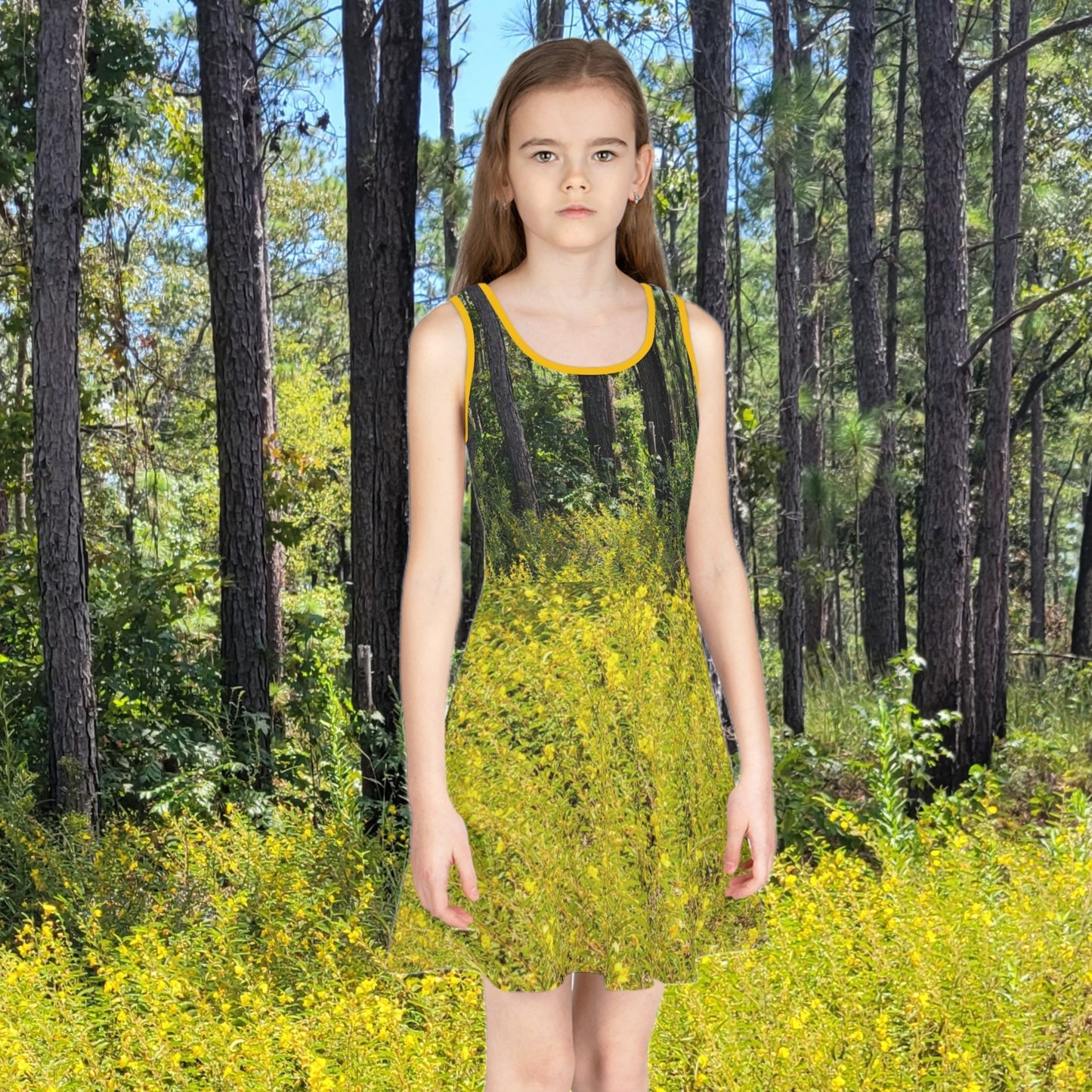 Blaze of Yellow Forest Flowers Girls' Sundress