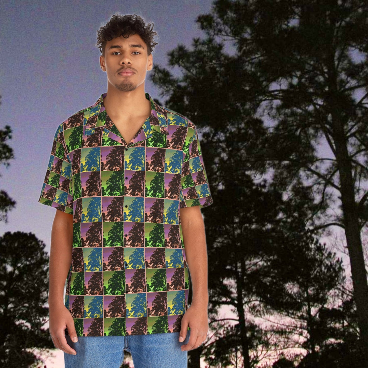 Men's Hawaiian-Style Kisatchie Pine at Dusk Shirt