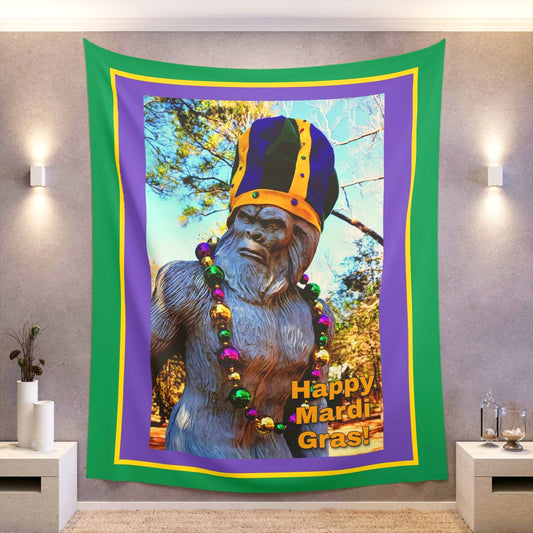 Printed Mardi Gras Bigfoot Wall Tapestry