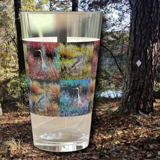 Great Blue Heron Clear Pint Glass