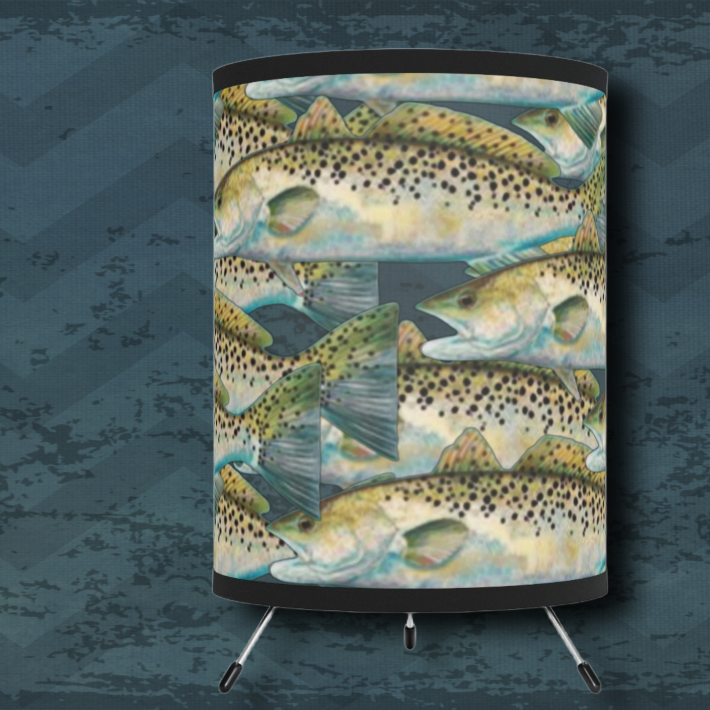 Speckled Trout Tripod Lamp with High-Res Printed Shade