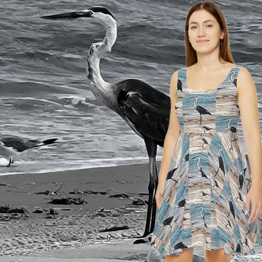 Great Blue Heron Skater Dress