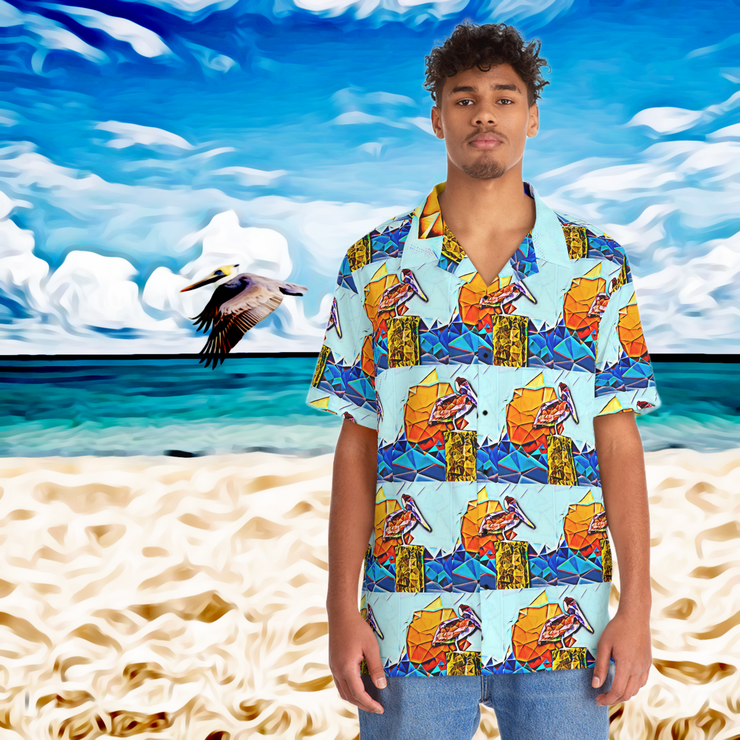 Men's Hawaiian Brown Pelican Shirt