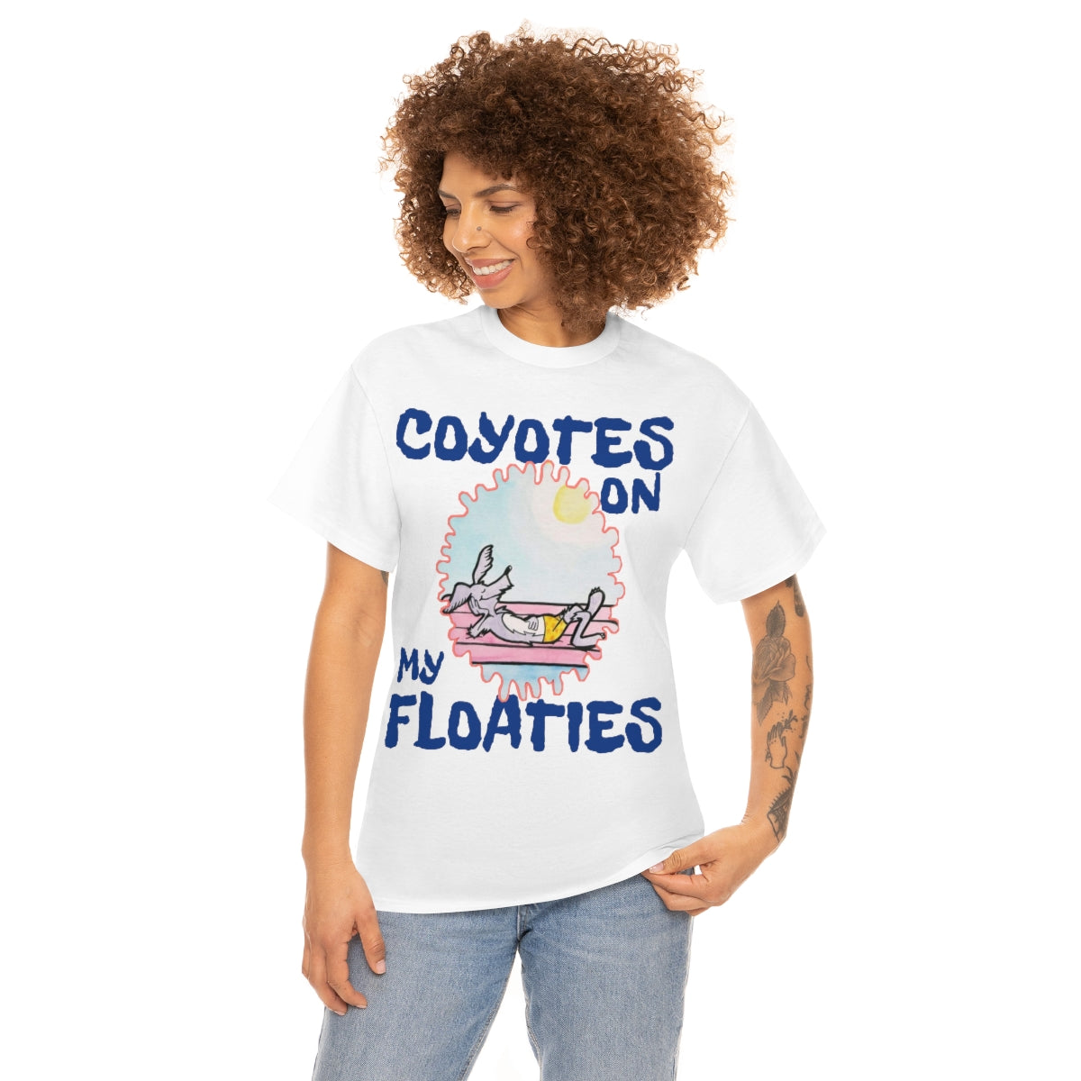 Unisex Coyotes on my Floaties Heavy Cotton Tee