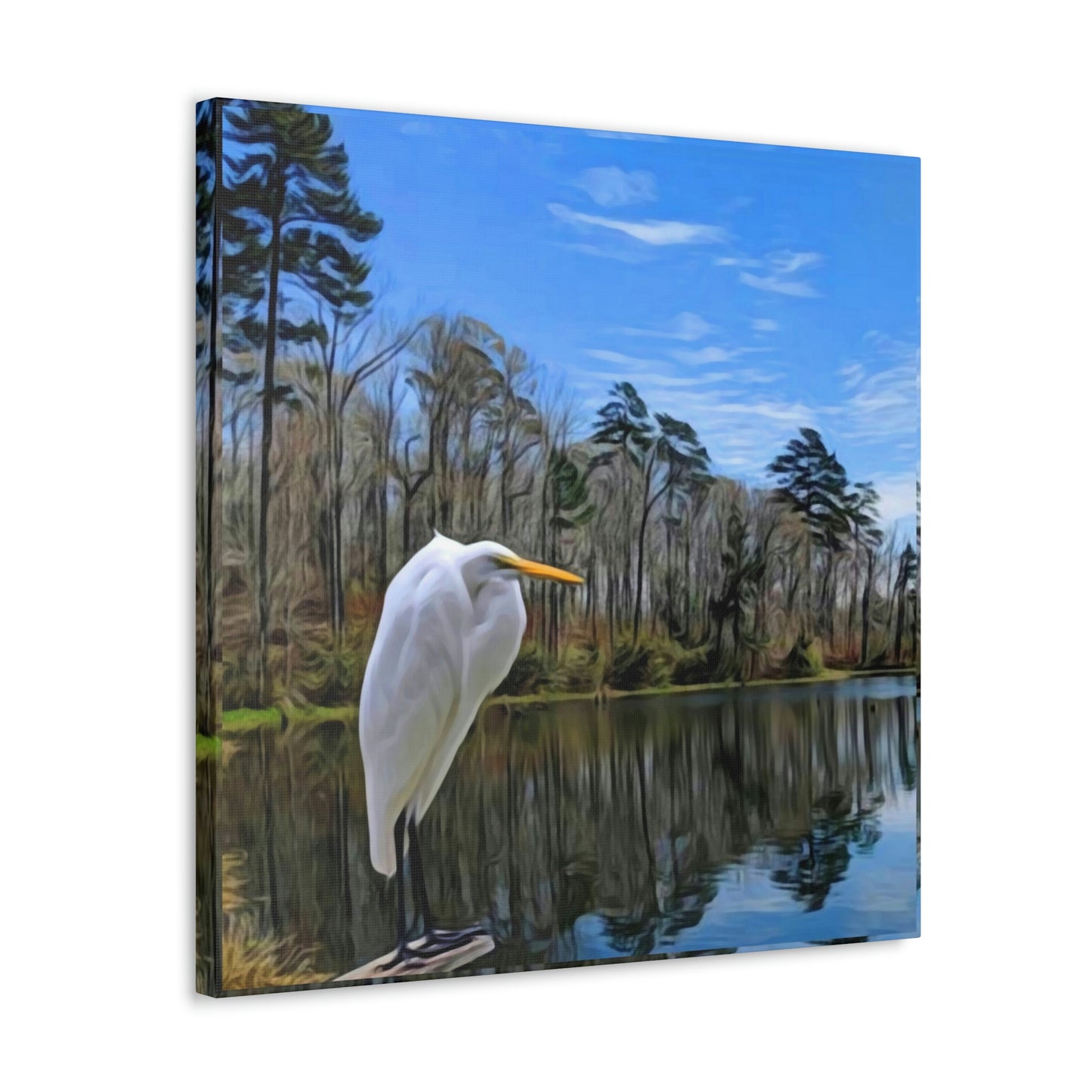 Egret at Valentine Lake Canvas Gallery Wraps