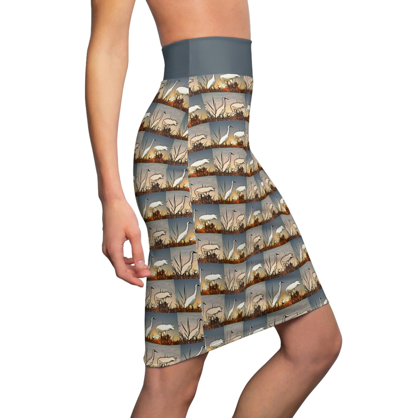 Whooping Cranes Pencil Skirt