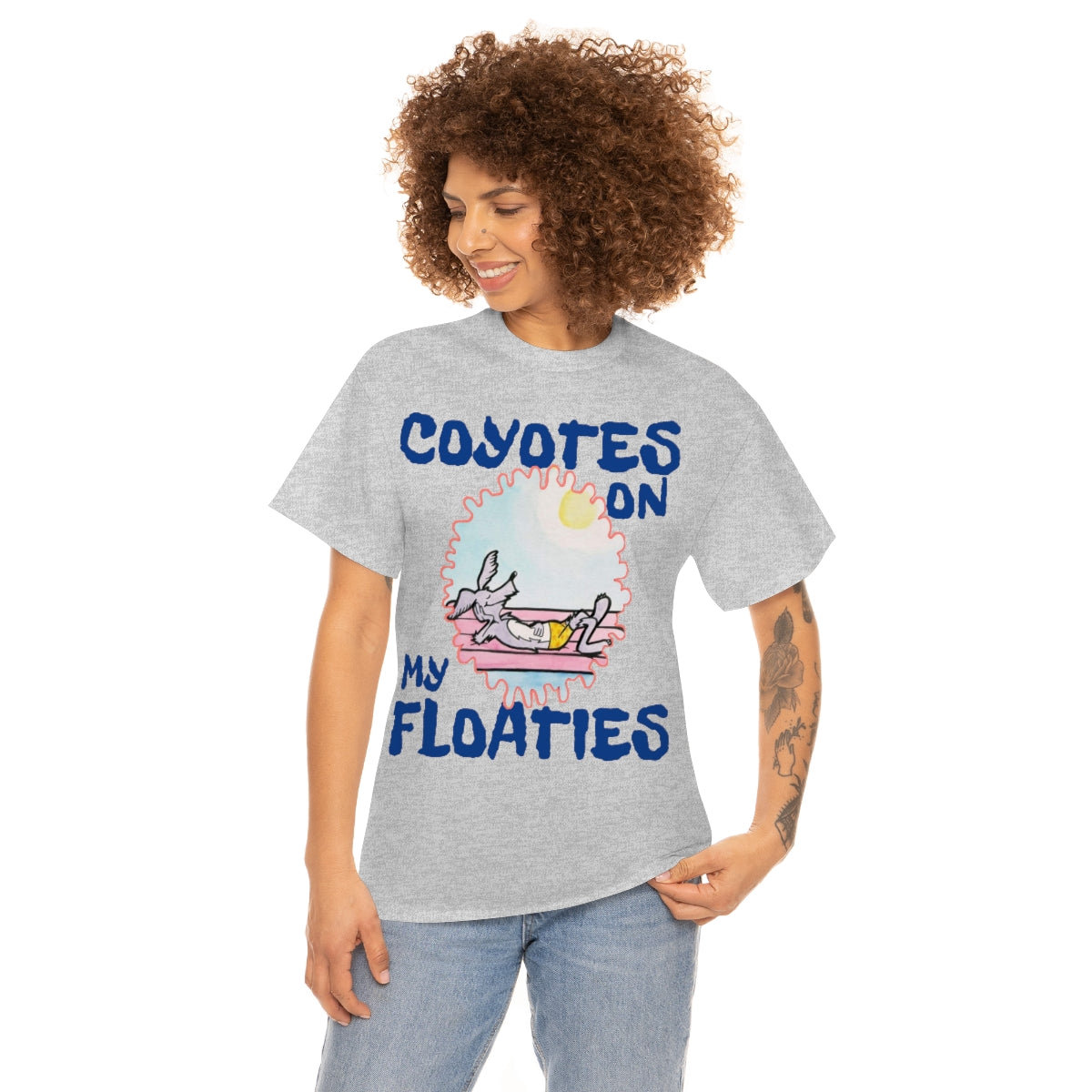 Unisex Coyotes on my Floaties Heavy Cotton Tee