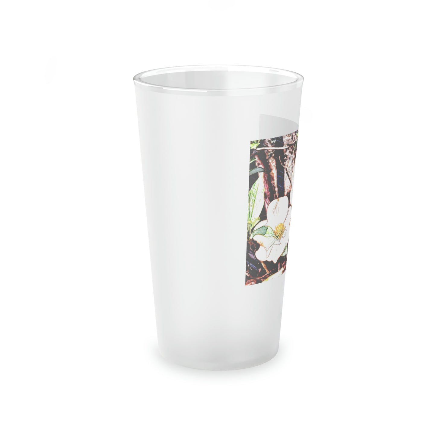 Dogwood Blossoms Frosted Pint Glass, 16oz