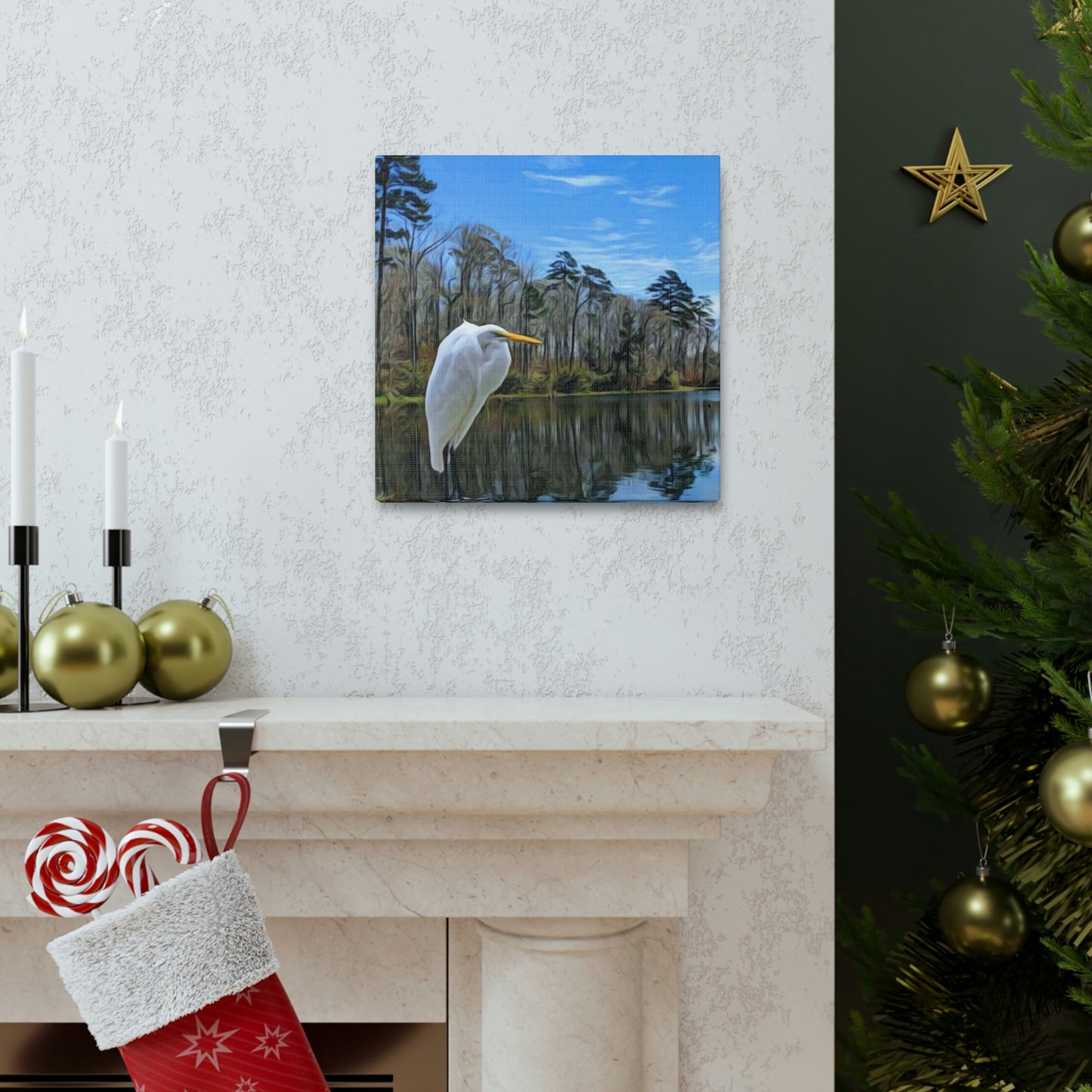 Egret at Valentine Lake Canvas Gallery Wraps