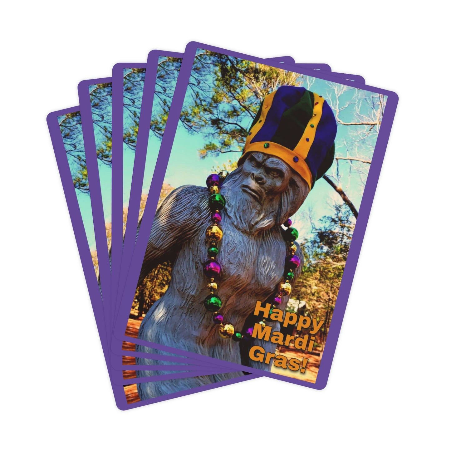 Mardi Gras Bigfoot Playing Cards