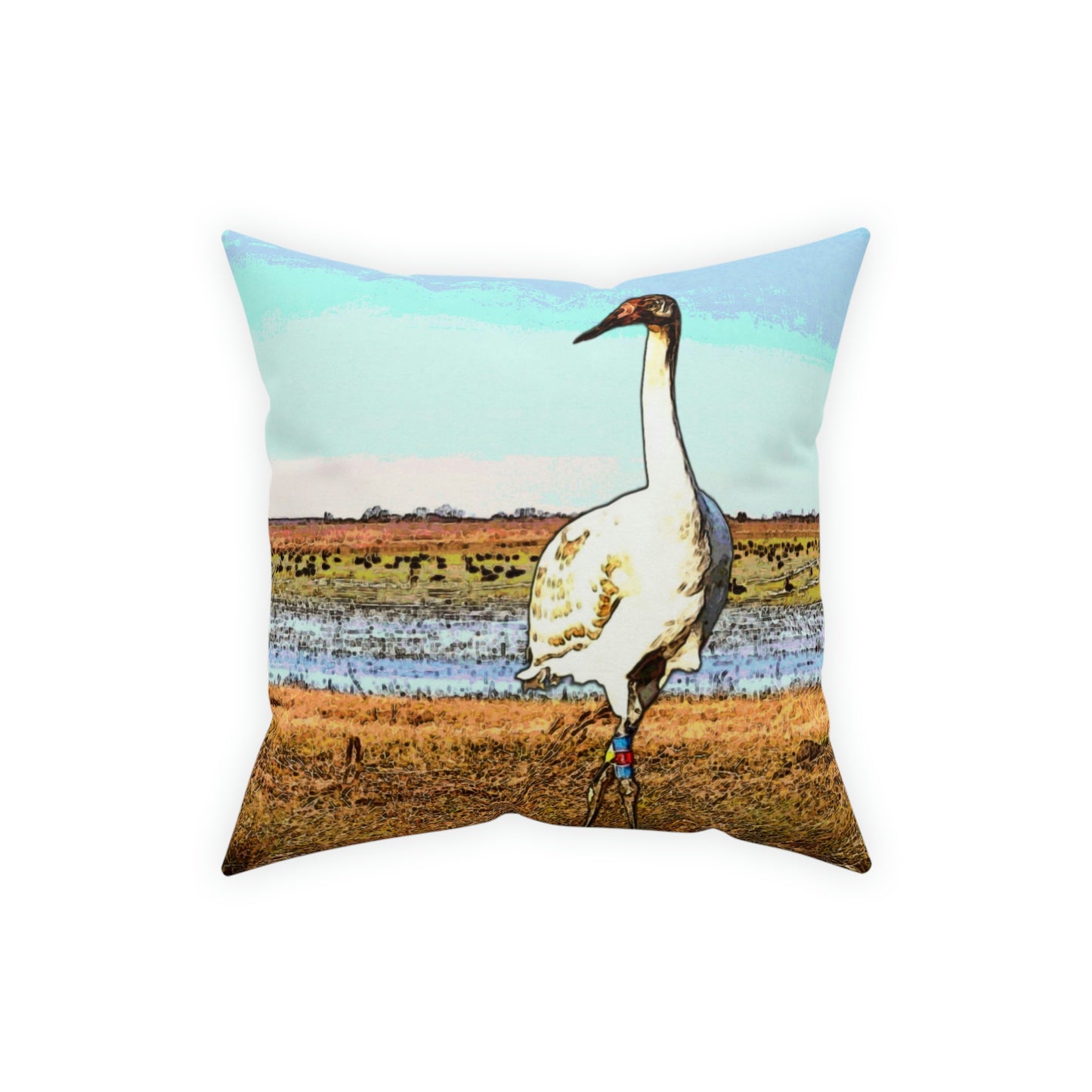 Whooping Crane Broadcloth Pillow