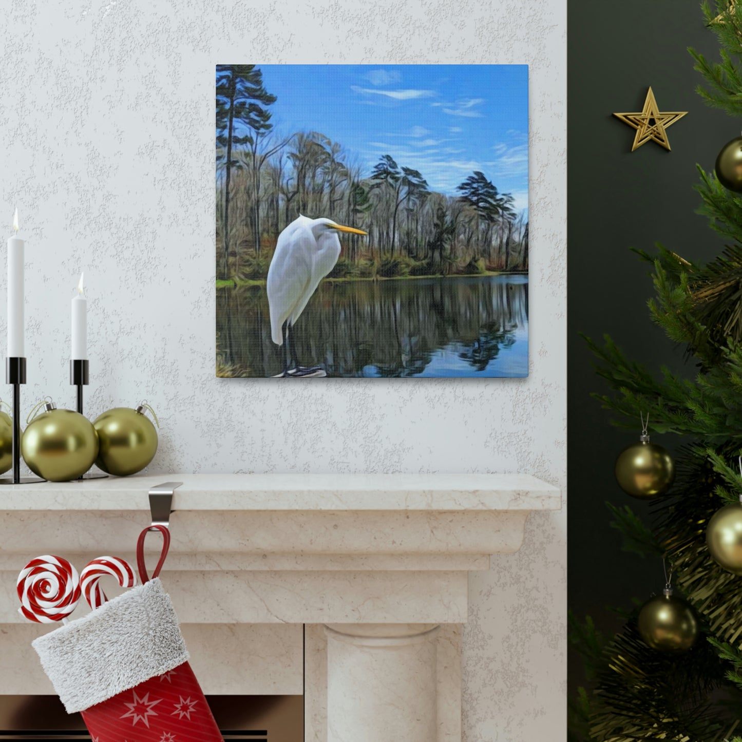 Egret at Valentine Lake Canvas Gallery Wraps