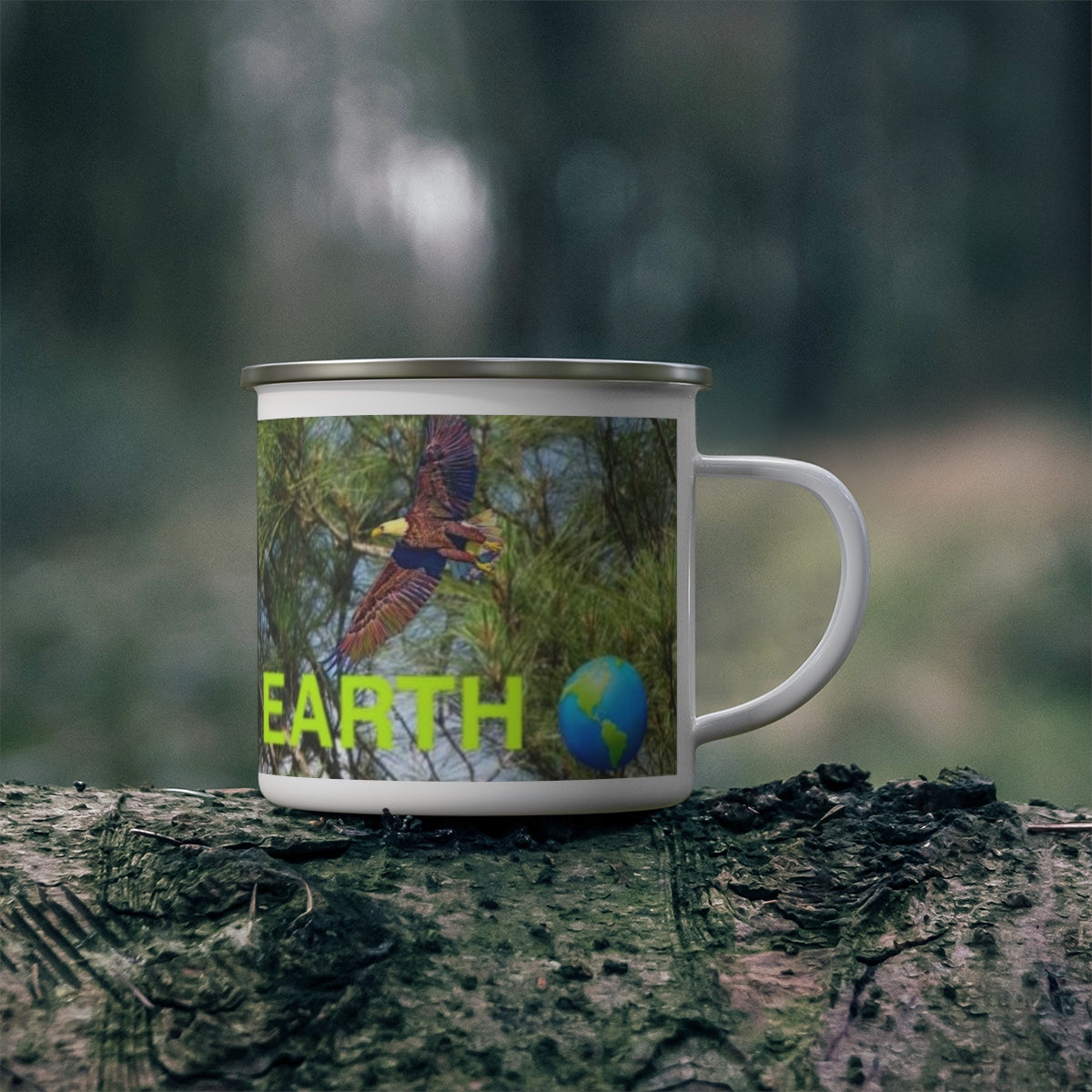 Enamel Love the Earth Camping Mug