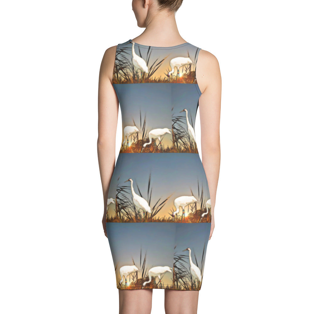 Whooping Cranes Fitted Dress