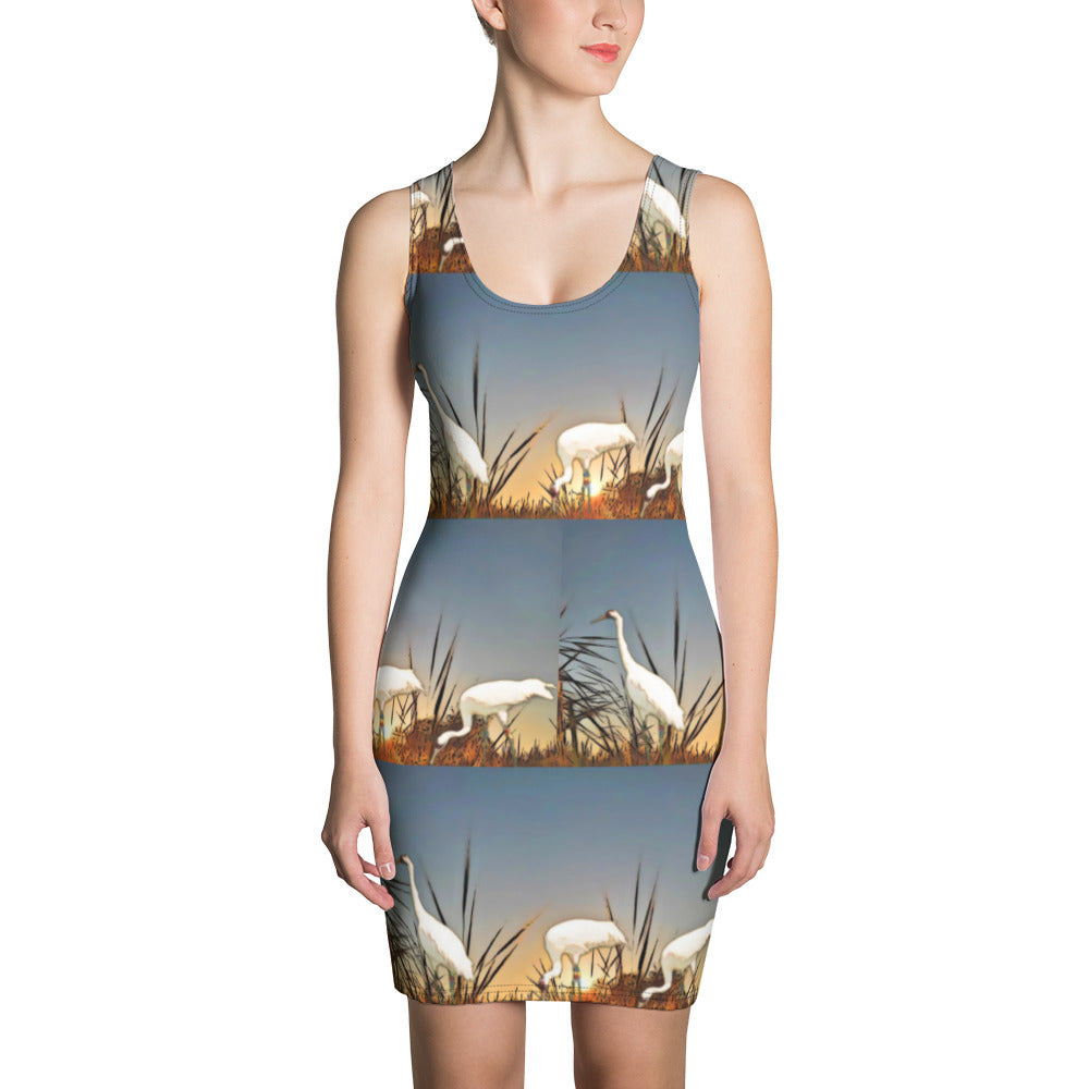 Whooping Cranes Fitted Dress