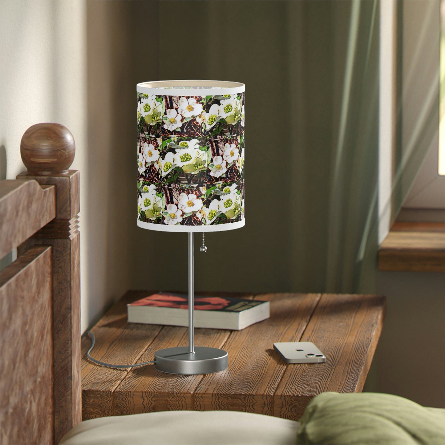 Dogwood Blossoms Lamp on a Stand