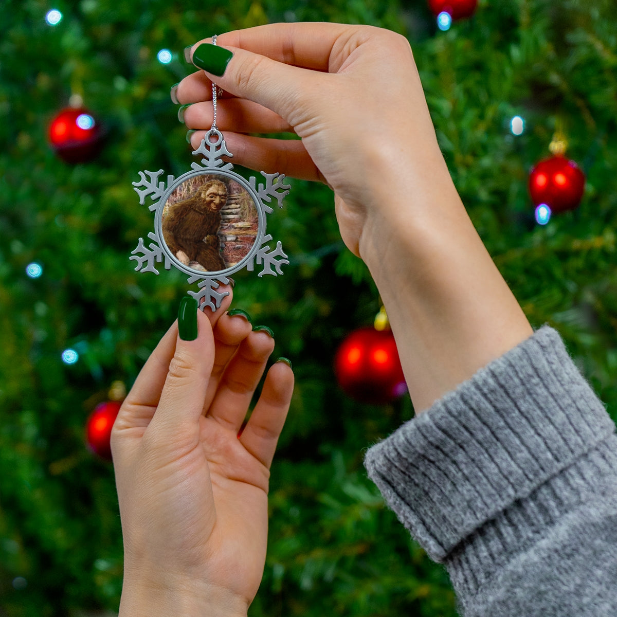 Kisatchie Bigfoot Pewter Snowflake Ornament