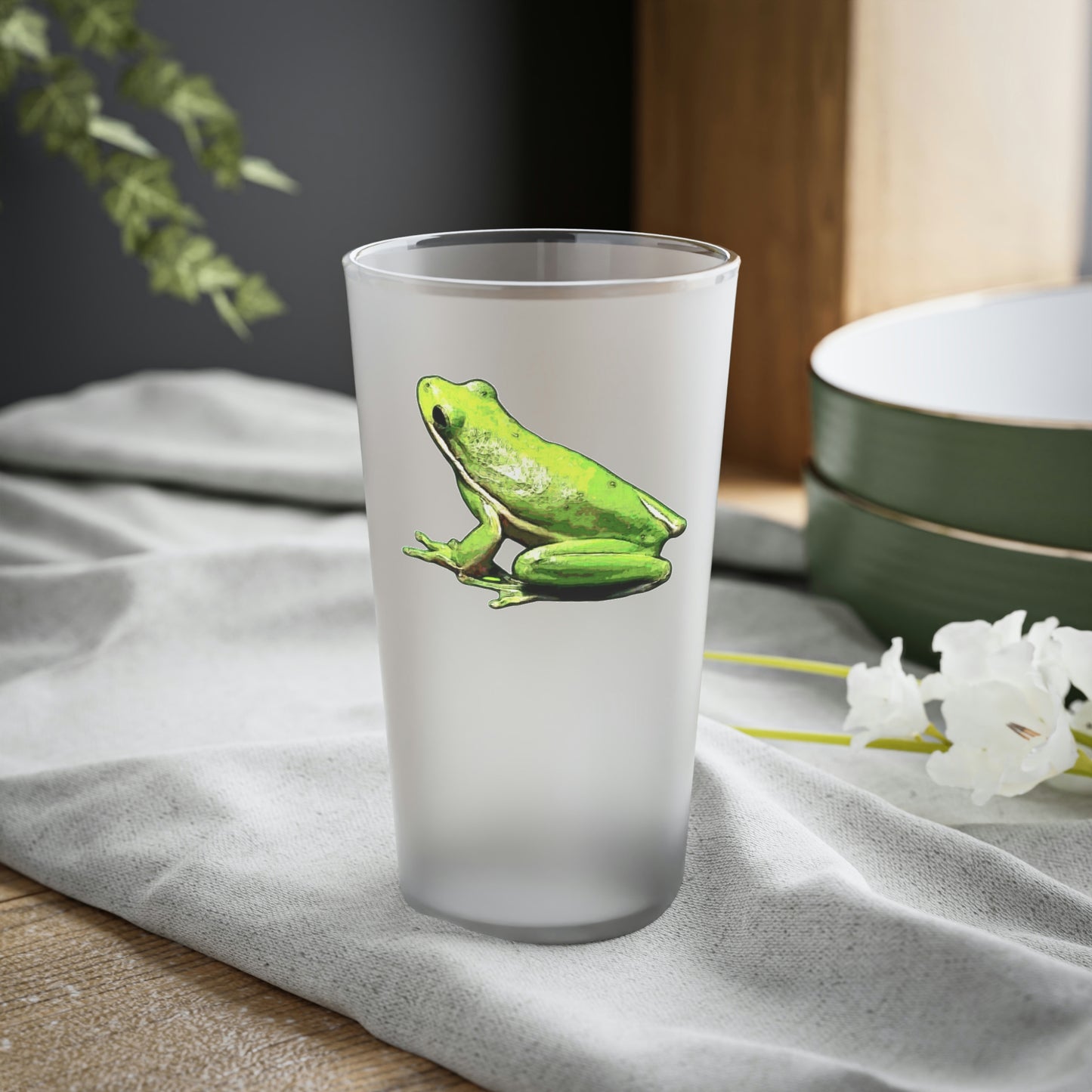 Tree Frog Frosted Pint Glass, 16oz