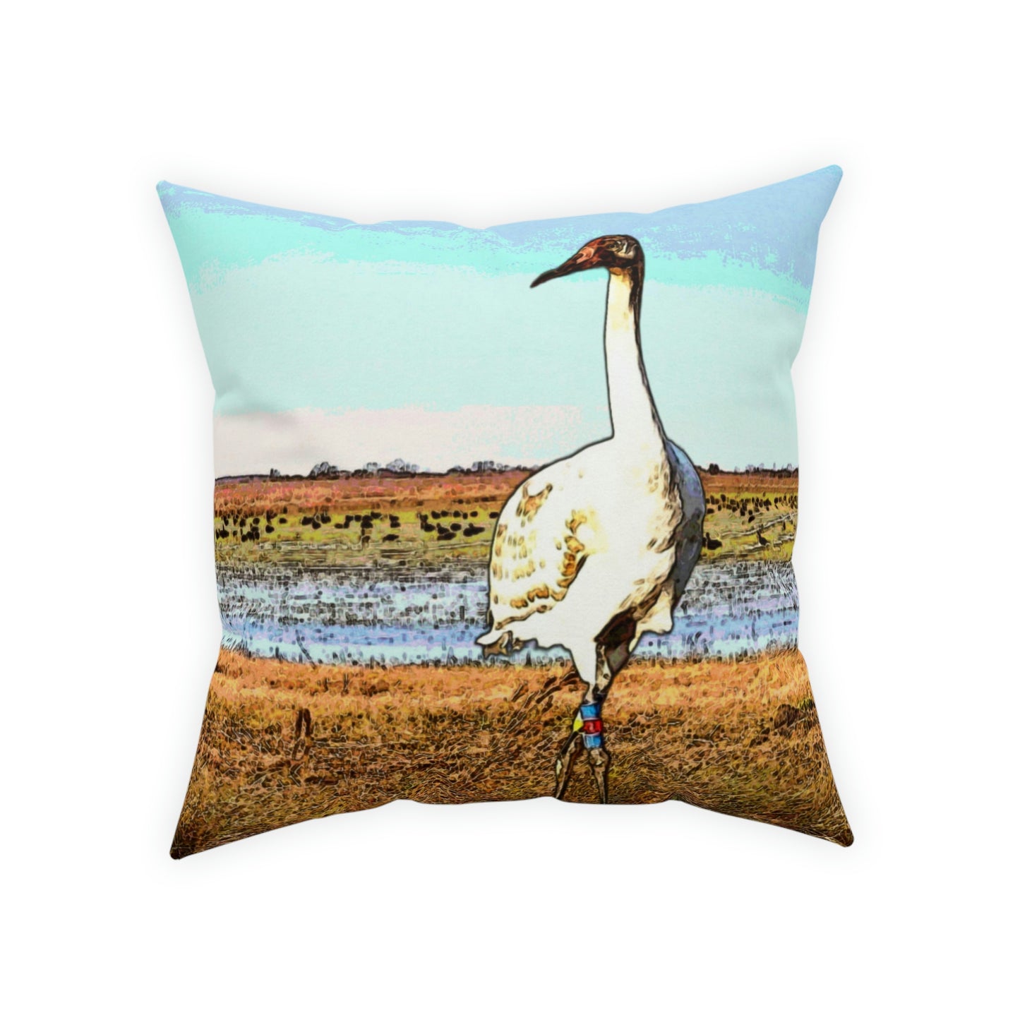 Whooping Crane Broadcloth Pillow