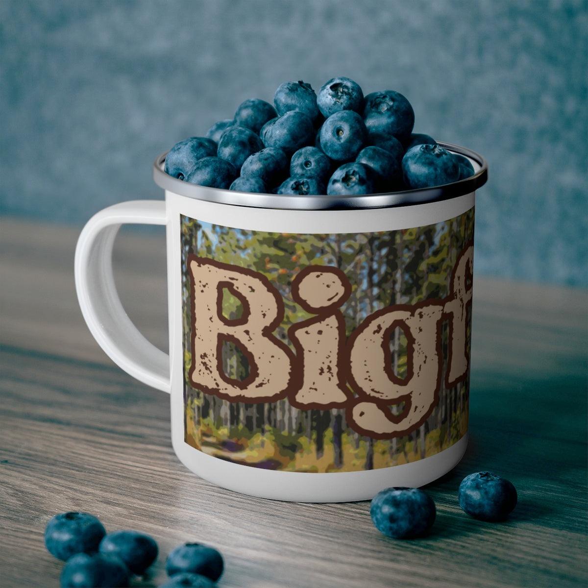 Enamel Bigfoot Camping Mug