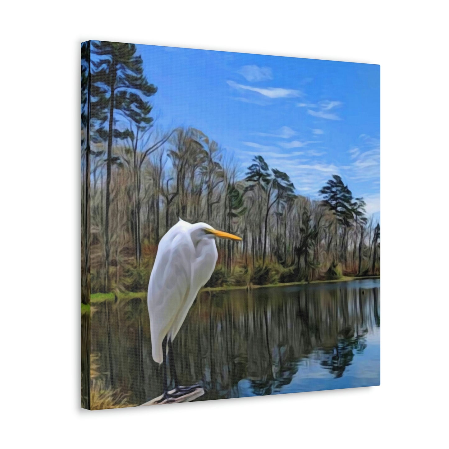 Egret at Valentine Lake Canvas Gallery Wraps