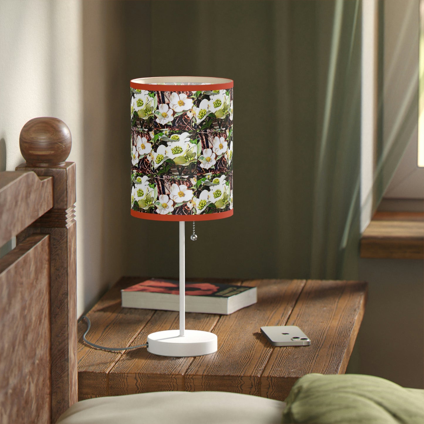 Dogwood Blossoms Lamp on a Stand