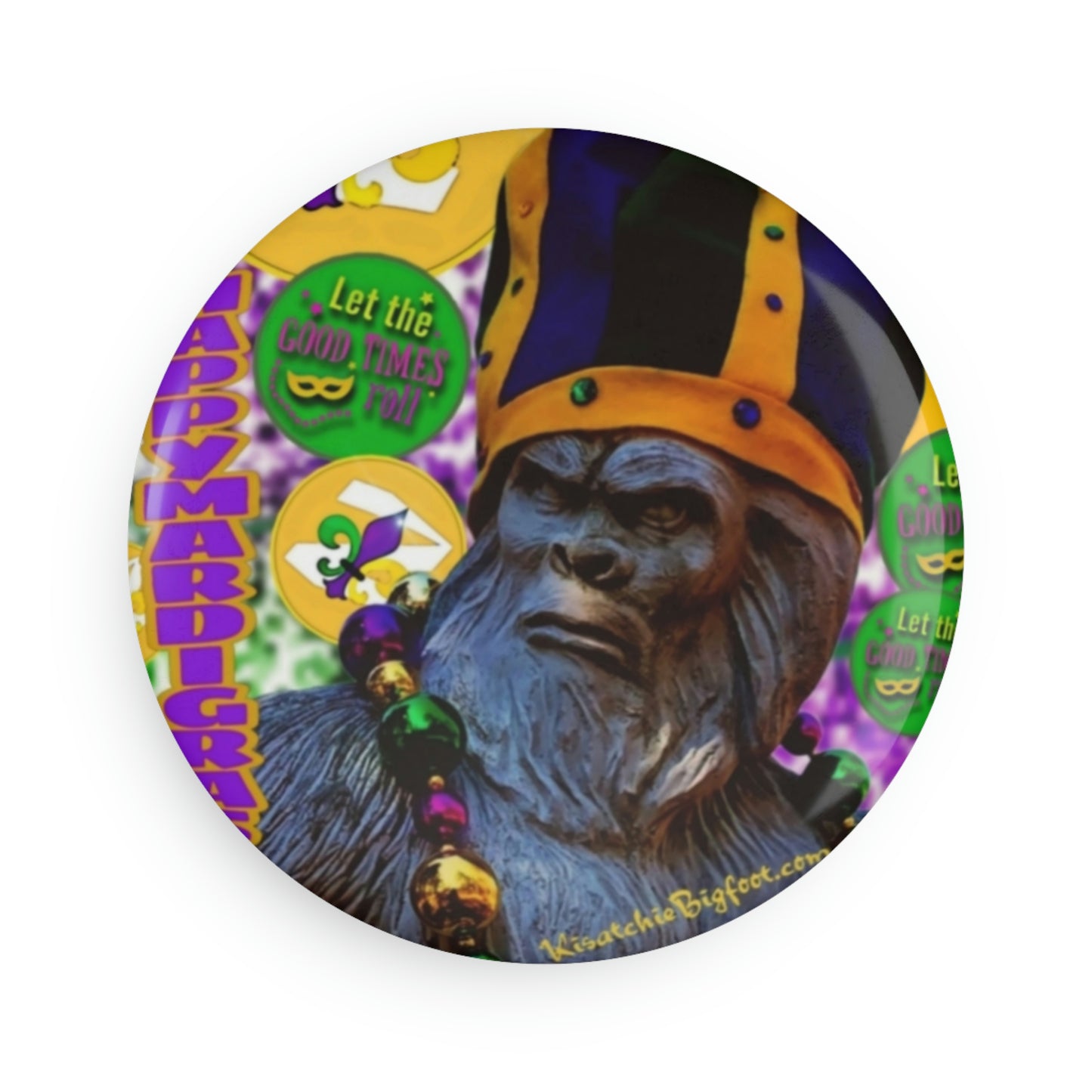 Round Mardi Gras Bigfoot Magnets