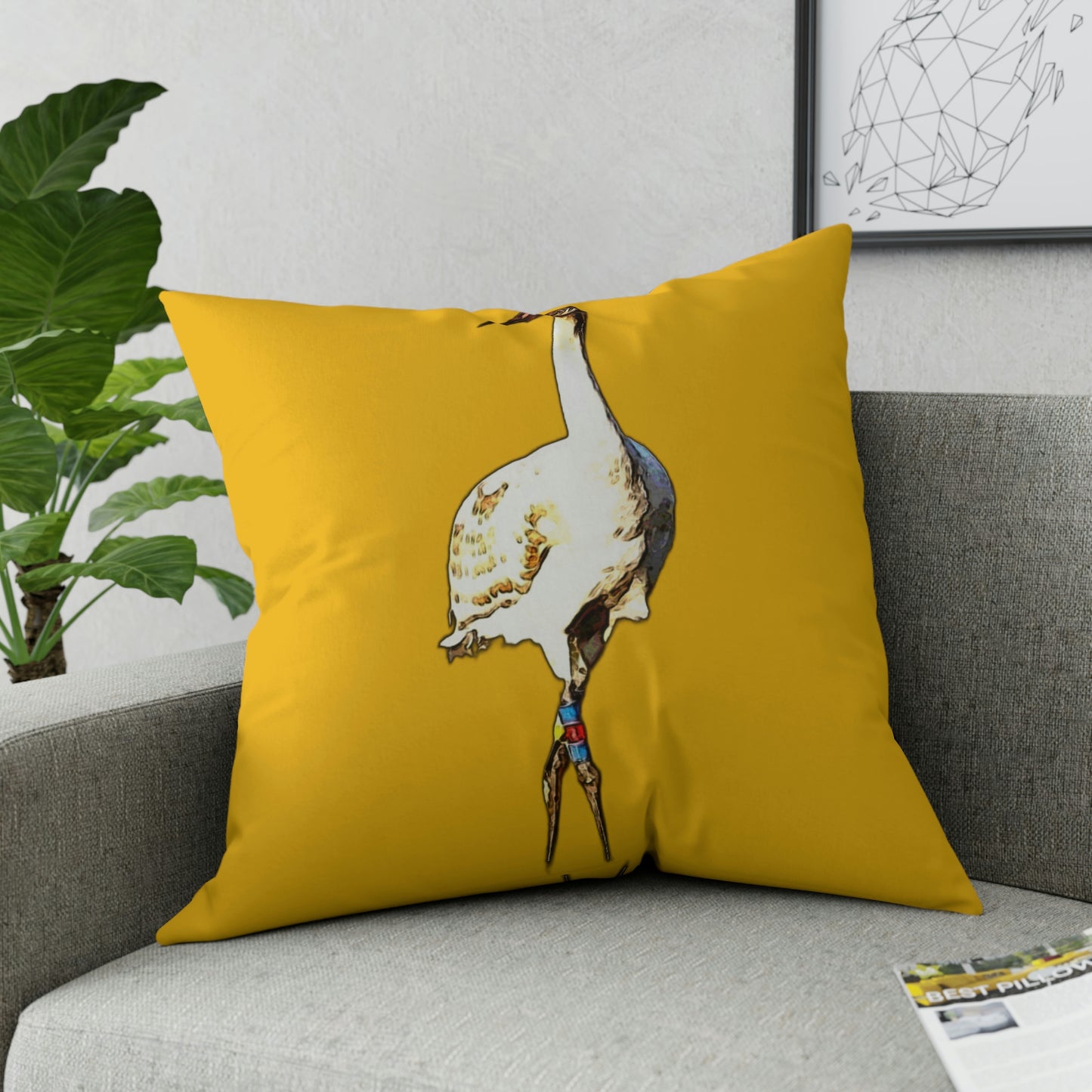 Whooping Crane Broadcloth Pillow