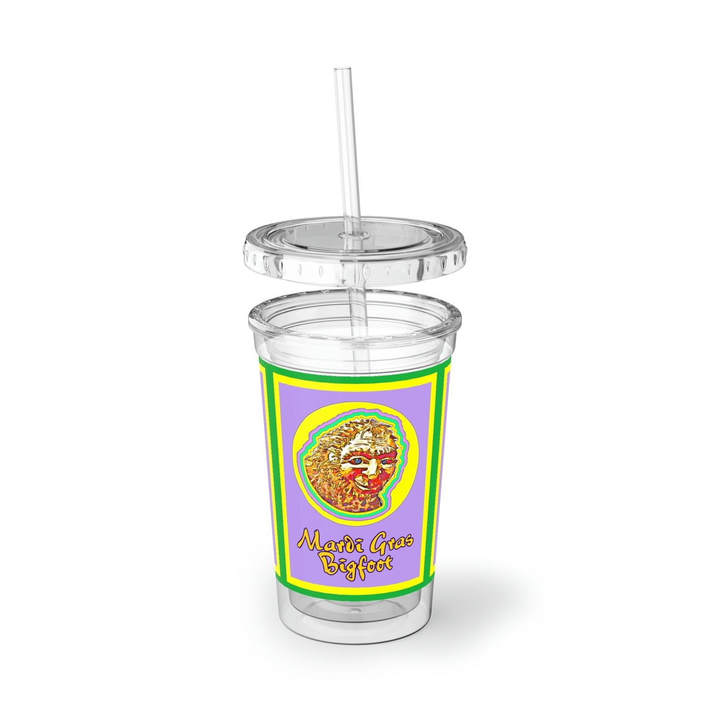 Mardi Gras Bigfoot Acrylic Cup