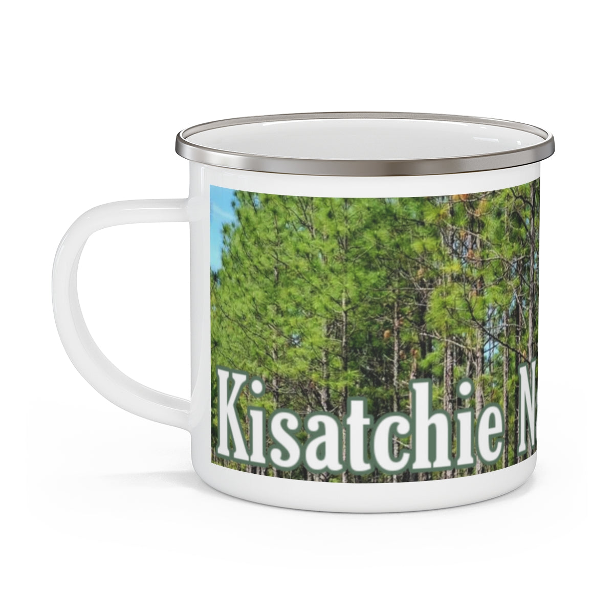 Enamel Kisatchie Pines Camping Mug