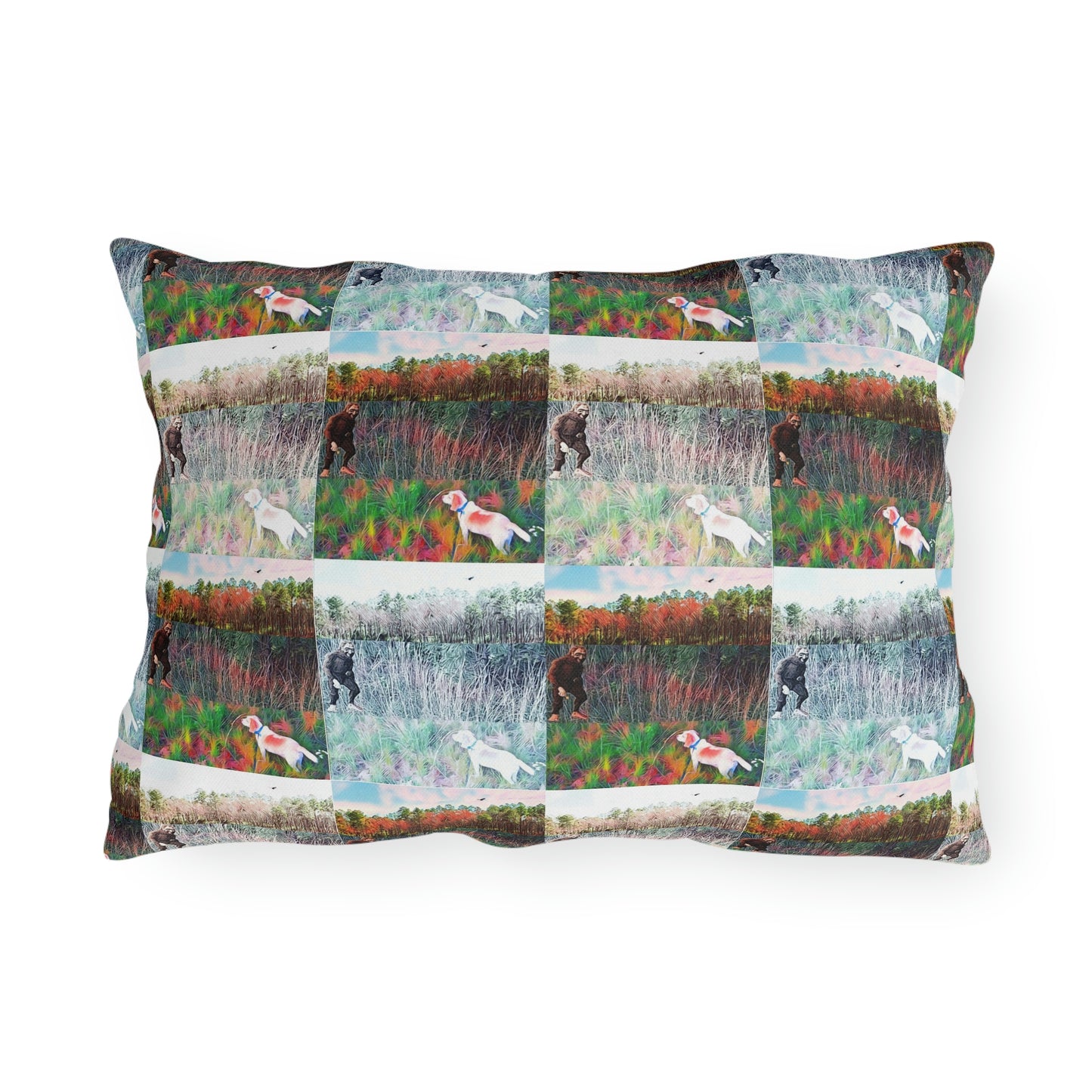 Landscape with Bigfoot Outdoor Pillow