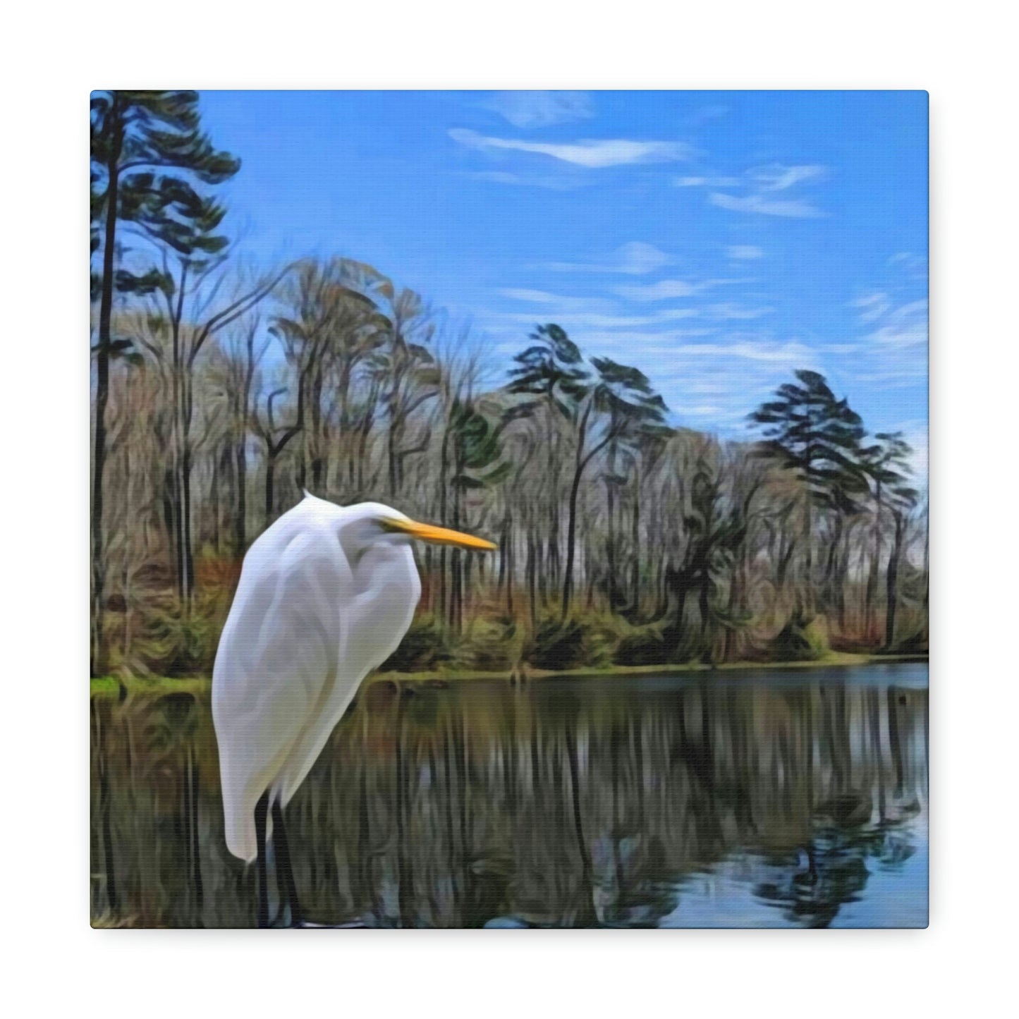 Egret at Valentine Lake Canvas Gallery Wraps