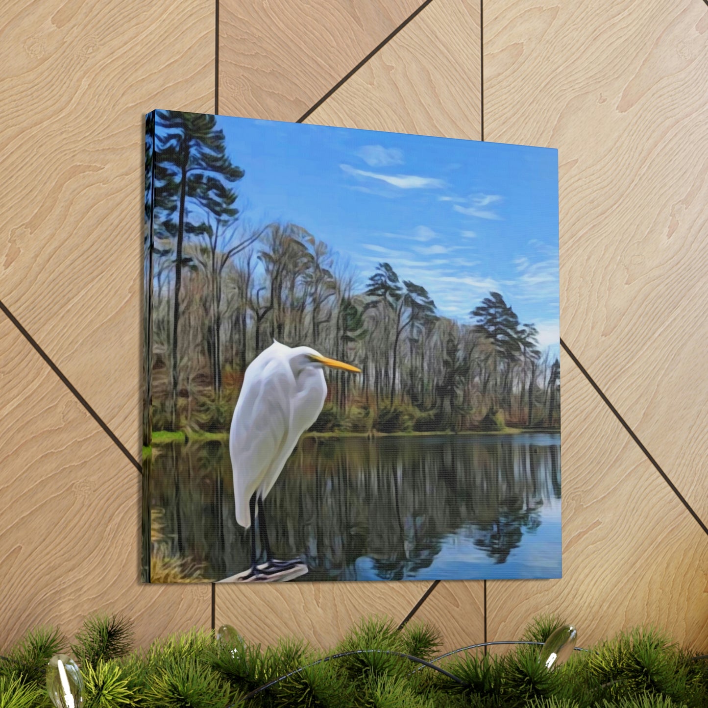 Egret at Valentine Lake Canvas Gallery Wraps