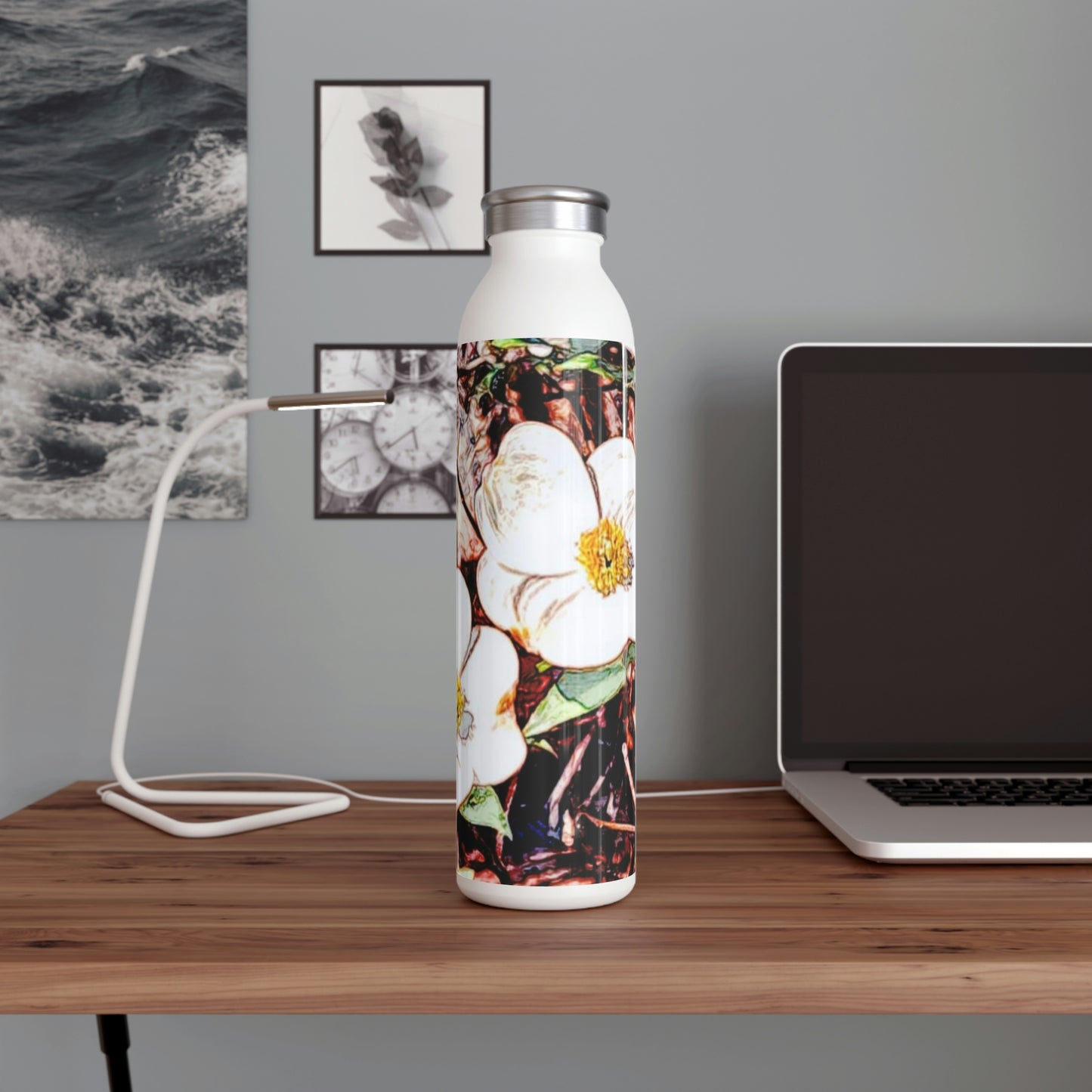 Dogwood Blossoms Slim Water Bottle